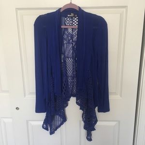 Open Cardigan with Crochet Back — Sz Medium